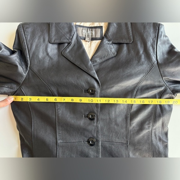 Vintage 90s Y2K Wilson’s Black Leather Button Down Coat Jacket Size M - Picture 7 of 13
